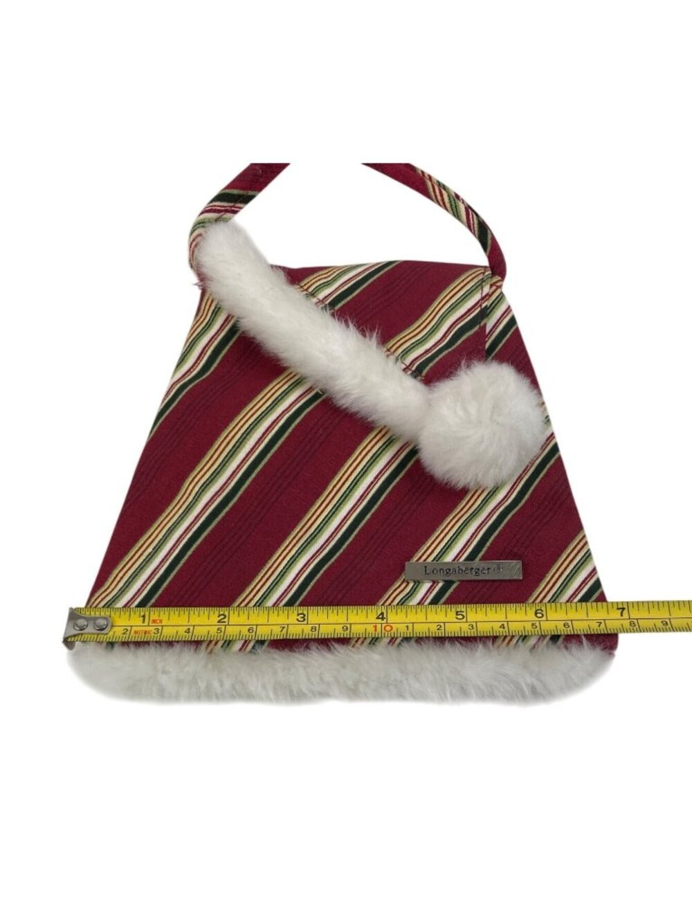 Longaberger Holiday Stripe Homestead Crossbody Purse Faux Fur - Picture 9 of 12